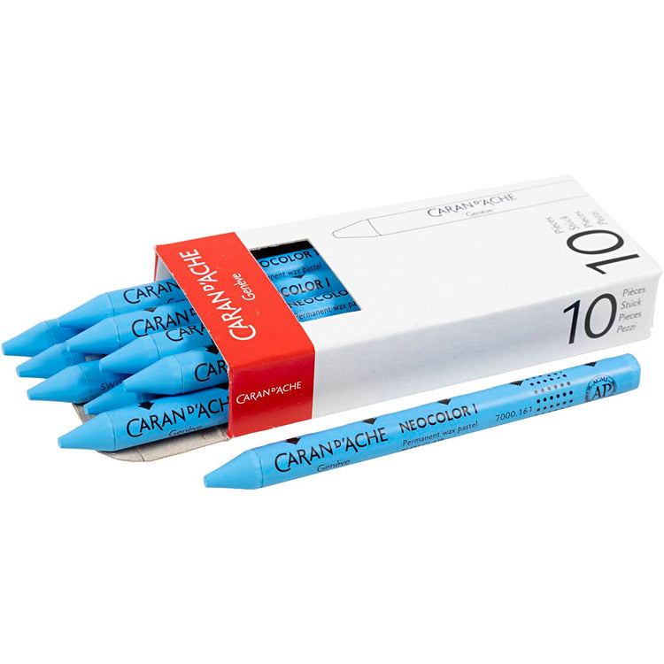 Caran dache caran d'ache neocolor i, l : 10 cm, épaisseur 8,5 mm, bleu clair (161), 10 pièces 1 boîte
