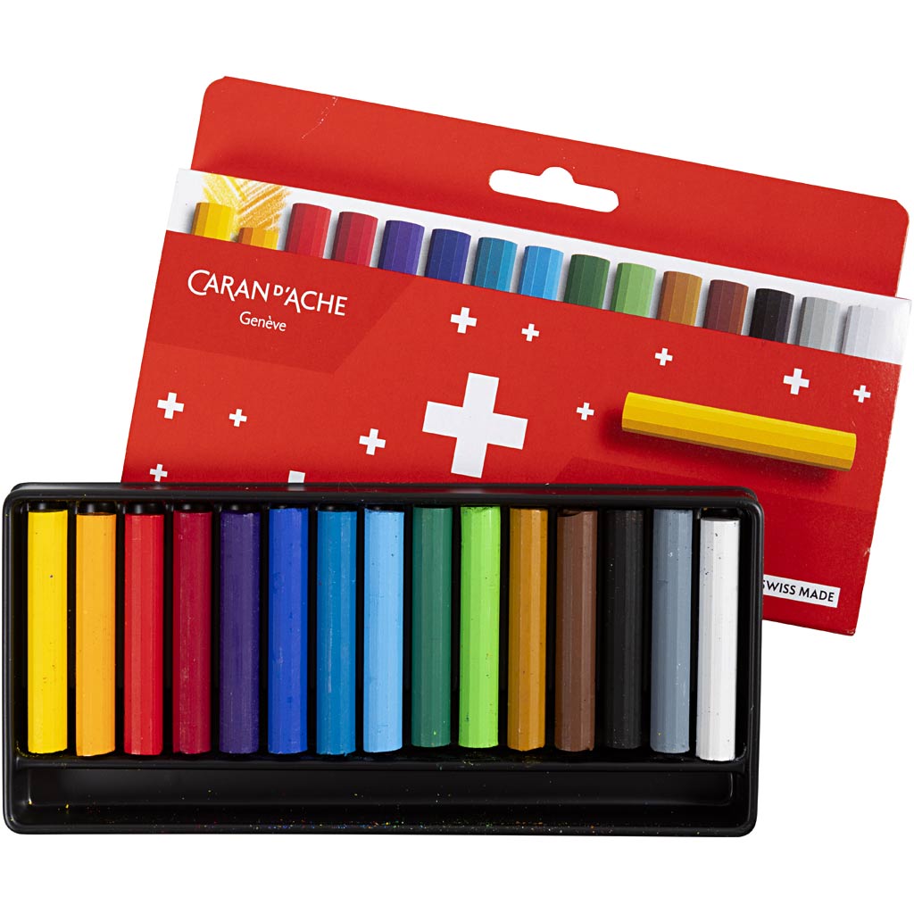 Caran dache caran d'ache neocolor i, junior, l : 5 cm, épaisseur 8,5 mm, divers coloris, 15 pièces 1 boîte