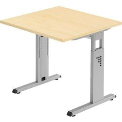 Bureau droit en érable avec pied en C réglable en hauteur 800x800x680-760mm