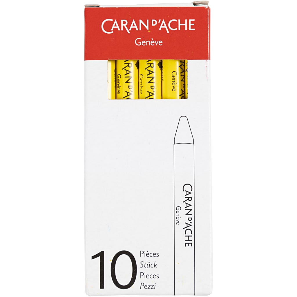 Caran dache caran d'ache neocolor i, l : 10 cm, épaisseur 8,5 mm, jaune (010), 10 pièces 1 boîte