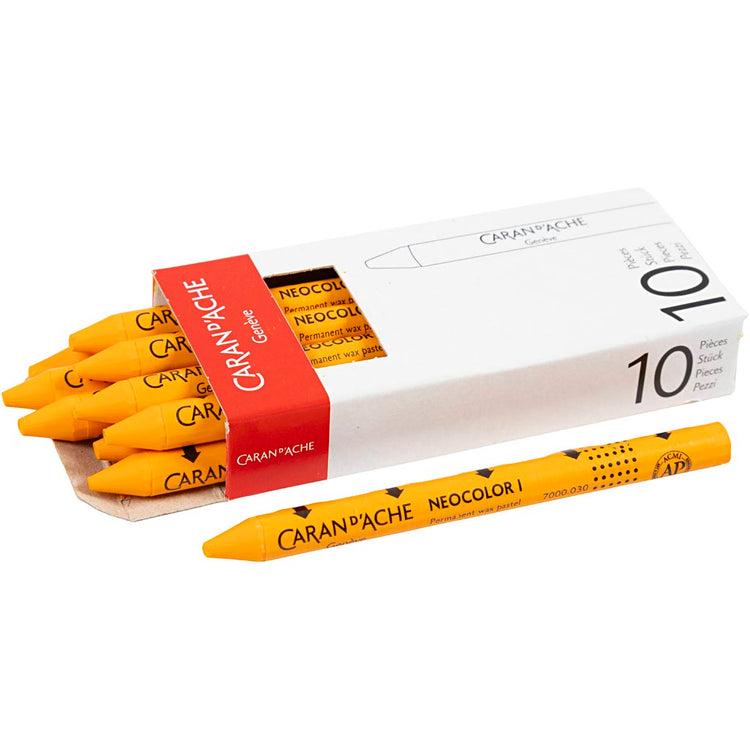 Caran dache caran d'ache neocolor i, l: 10 cm, épaisseur 8,5 mm, orange (030), 10 pièces 1 porte