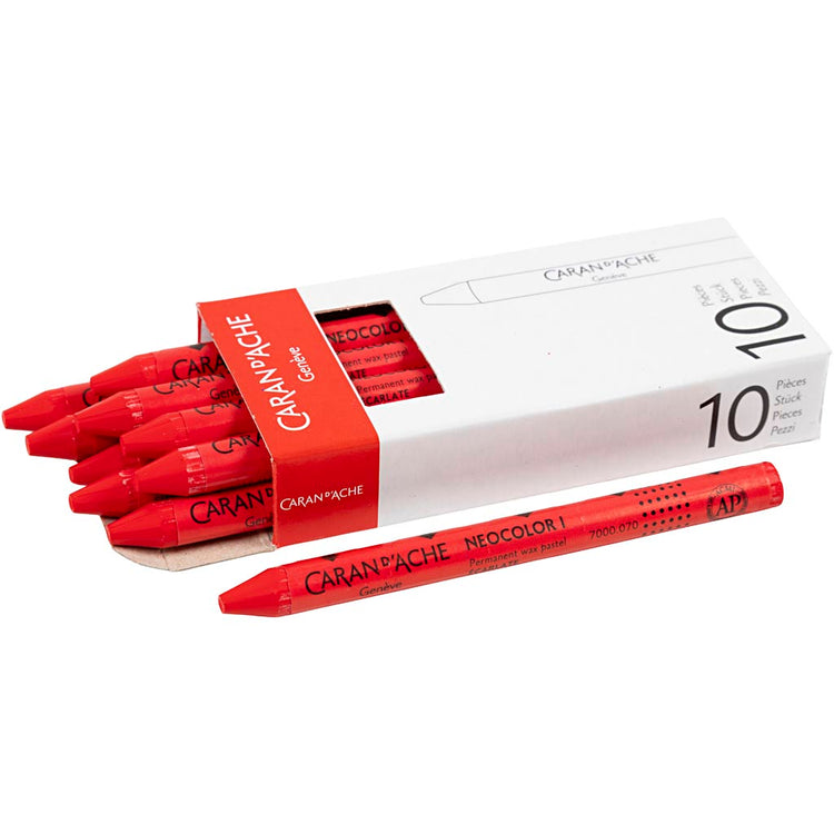 Caran dache caran d'ache neocolor i, l : 10 cm, épaisseur 8,5 mm, écarlate (070), 10 pièces 1 boîte