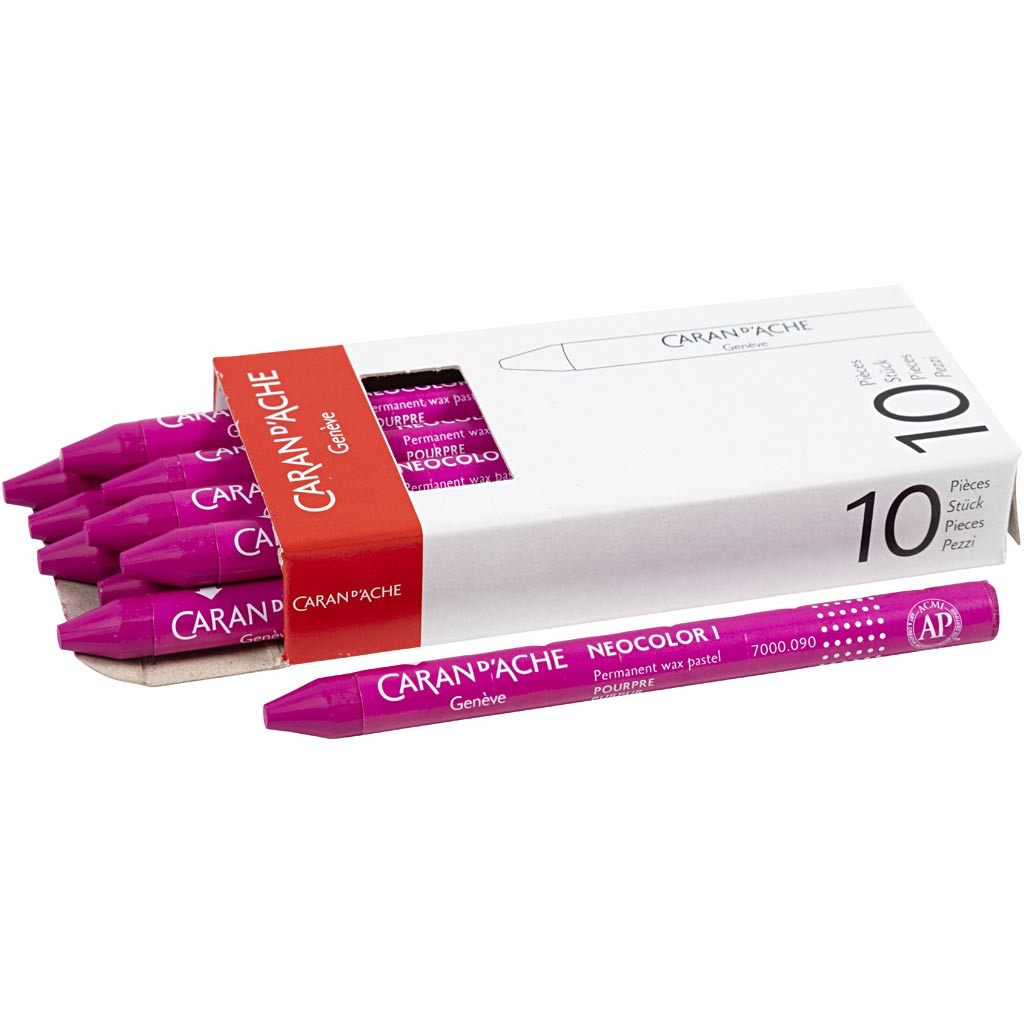 Caran dache caran d'ache neocolor i, l : 10 cm, épaisseur 8,5 mm, cramoisi (090), 10 pièces 1 boîte