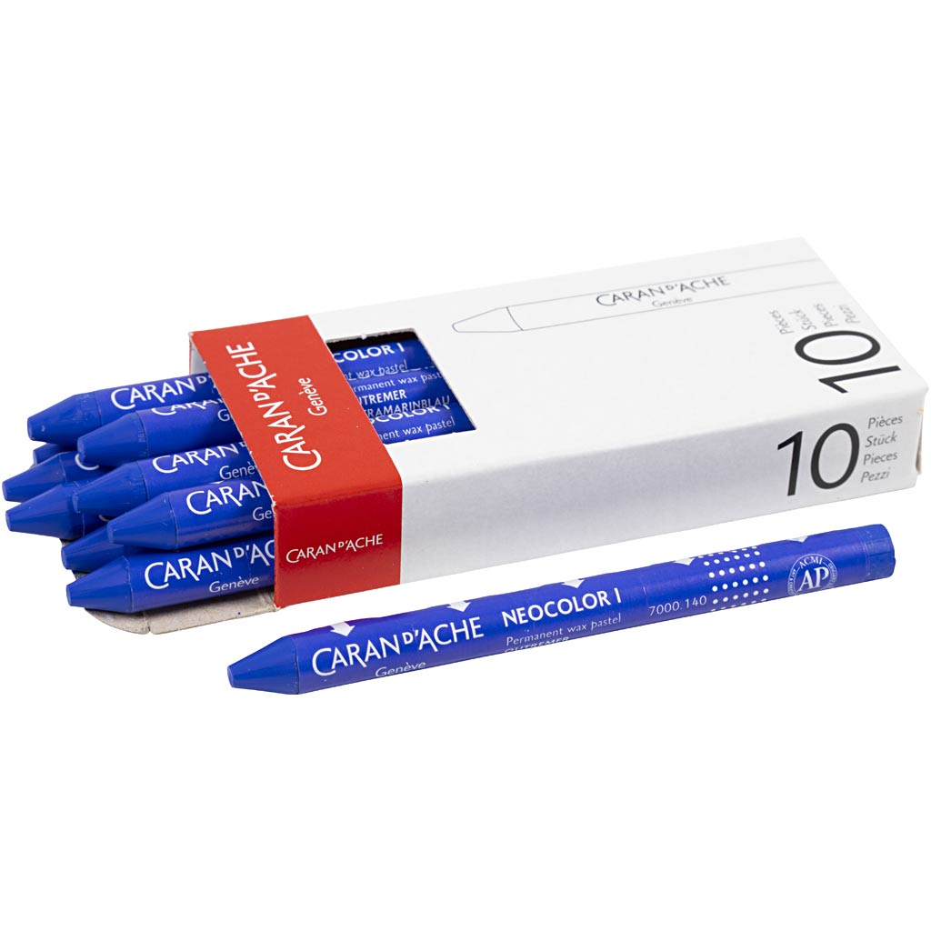 Caran dache caran d'ache neocolor i, l: 10 cm, épaisseur 8,5 mm, outremer (140), 10 pièces 1 boîte