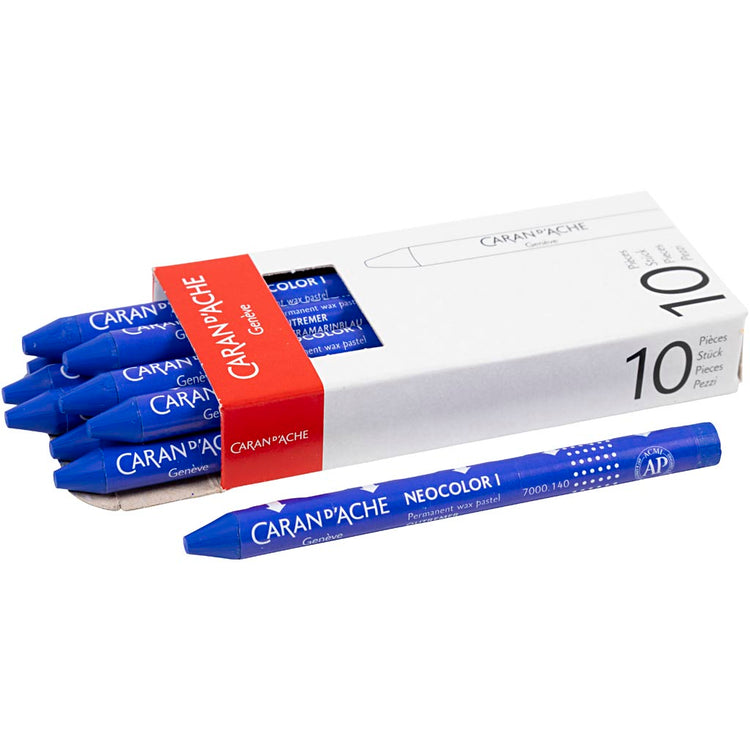 Caran dache caran d'ache neocolor i, l: 10 cm, épaisseur 8,5 mm, outremer (140), 10 pièces 1 boîte