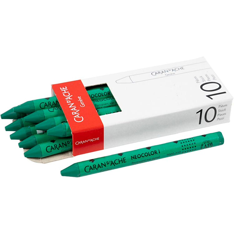 Caran dache caran d'ache neocolor i, l : 10 cm, épaisseur 8,5 mm, vert émeraude (210), 10 pièces 1 boîte