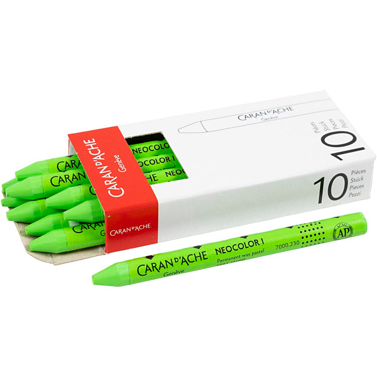 Caran dache caran d'ache neocolor i, l: 10 cm, épaisseur 8,5 mm, jaune vert (230), 10 pièces 1 boîte