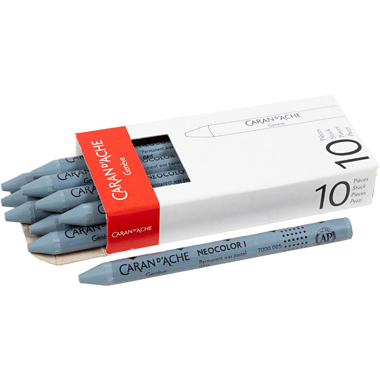 Caran dache caran d'ache neocolor i, l : 10 cm, épaisseur 8,5 mm, gris (005), 10 pièces 1 boîte