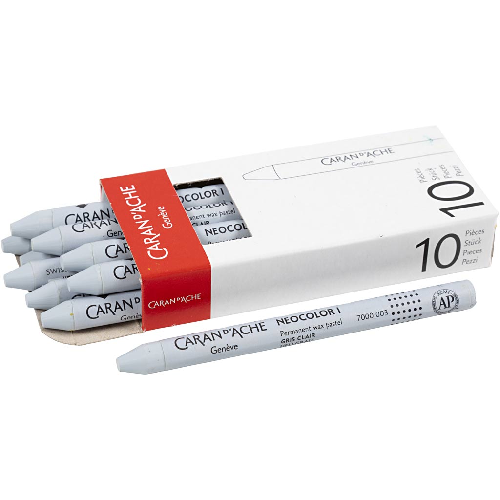 Caran dache caran d'ache neocolor i, l : 10 cm, épaisseur 8,5 mm, gris clair (003), 10 pièces 1 boîte