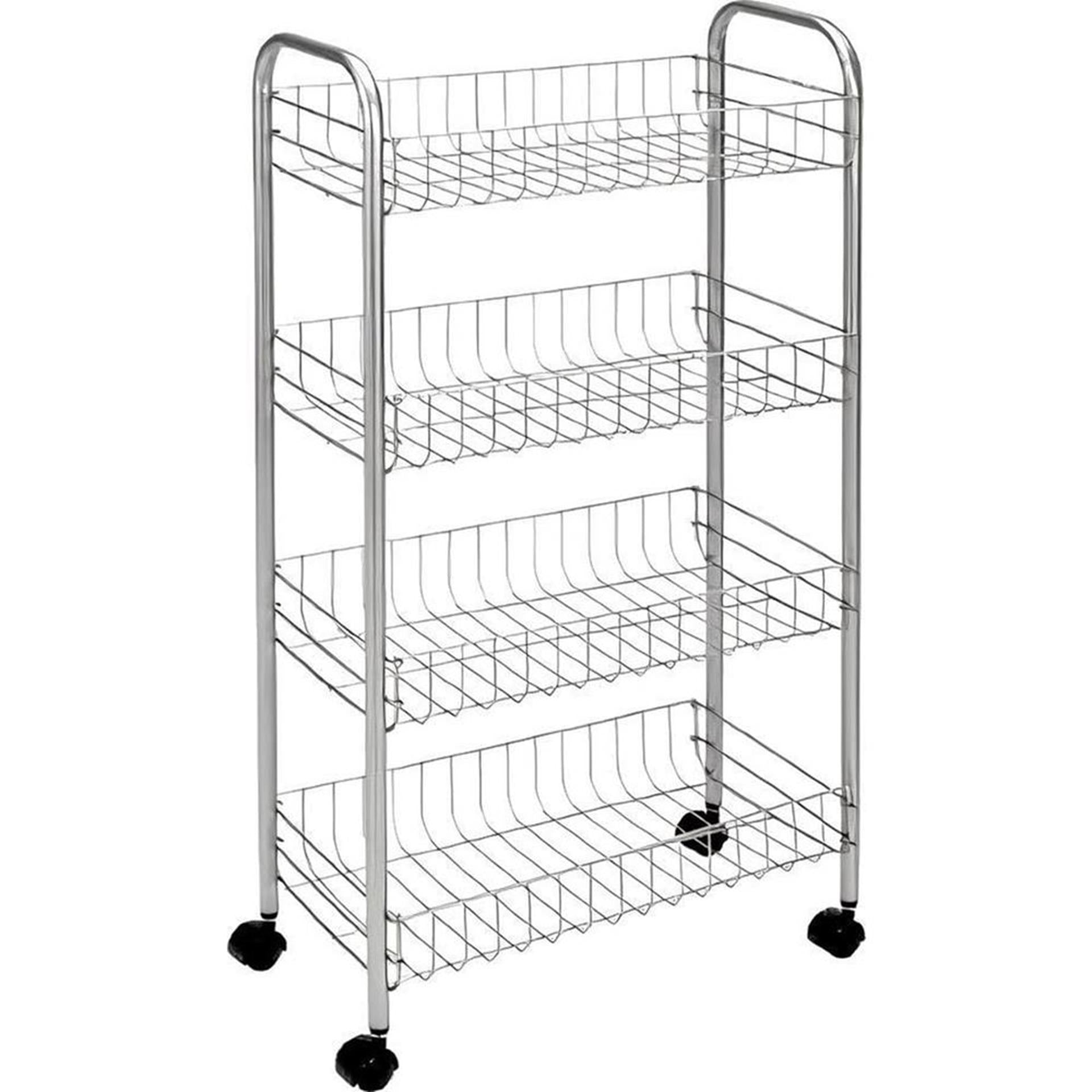 Tomado-Metaltex Tomado-Metaltex Kitchen Bathroom Rangement Trolley Pise avec 4 paniers noirs