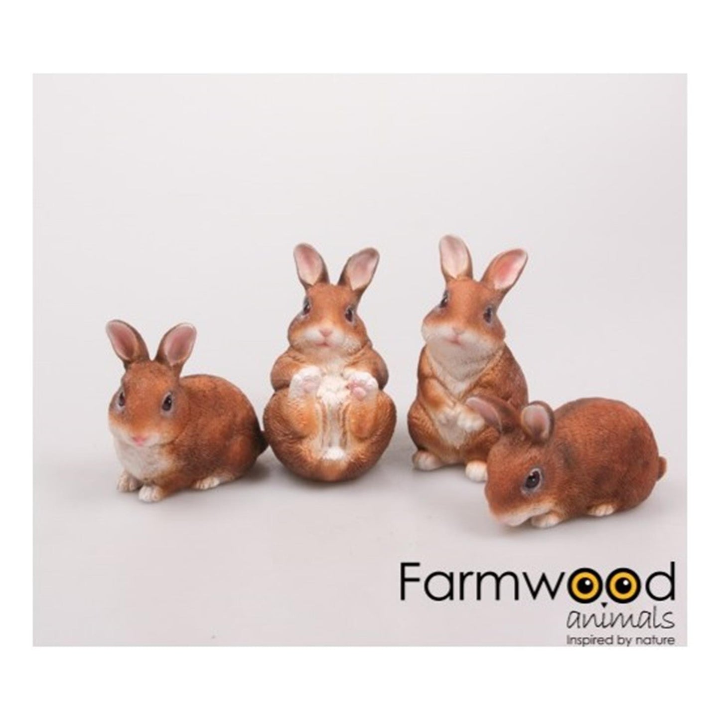 Statue de jardin animaux de ferme lapin polystone set4