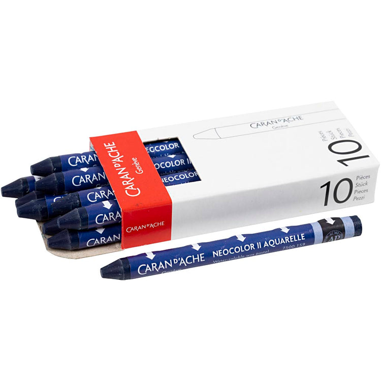 Caran dache caran d'ache neocolor ii, l: 10 cm, épaisseur 8,5 mm, bleu de prusse (159), 10 pièces 1 boîte