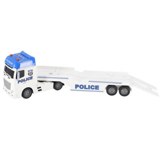 Rapid Wheels Autotransporter Police avec voiture et hélicoptère avec lumière et son et friction
