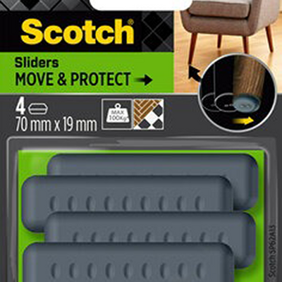 3m 1070687 - curseurs scotch® Move Protect autocollants gris, 70 mmx19 mm | 5 pièces