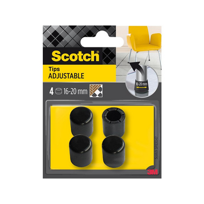 3m 1070706 - embouts réglables scotch® noir ø 16-20 mm, paquet de 4 | 7 pièces