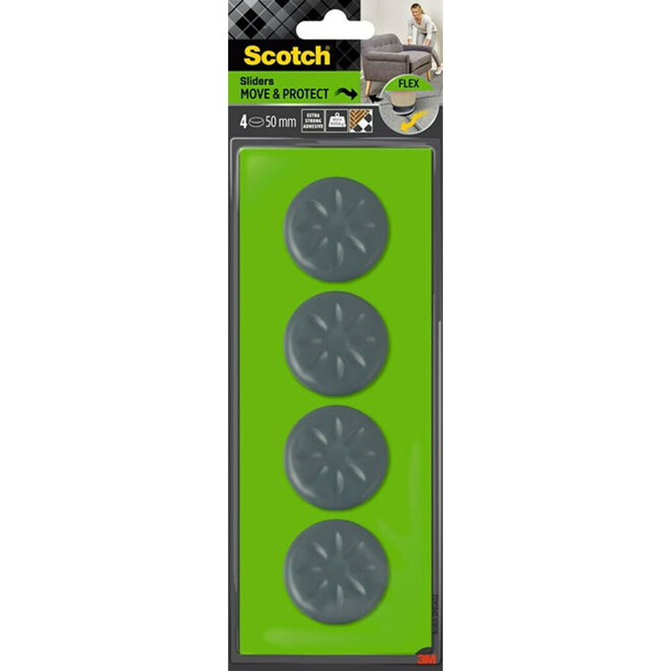 3m 1070704 - curseurs flexibles scotch® move protector autocollants gris ø50m | 5 pièces