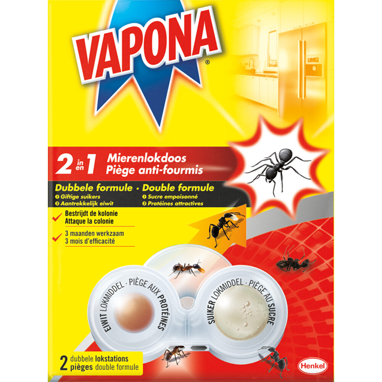 Vapona 1069957 - Boîte à appâts pour fourmis 2en1 double | 10 pièces
