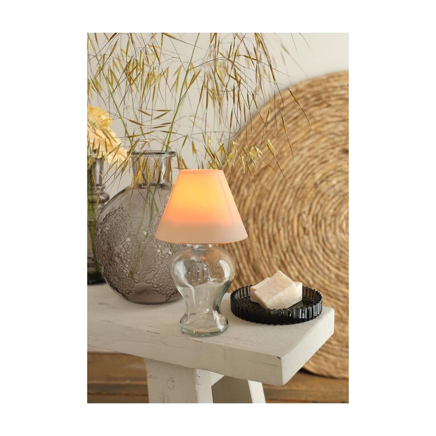 Idées lampe verre 4 saisons photophore beige