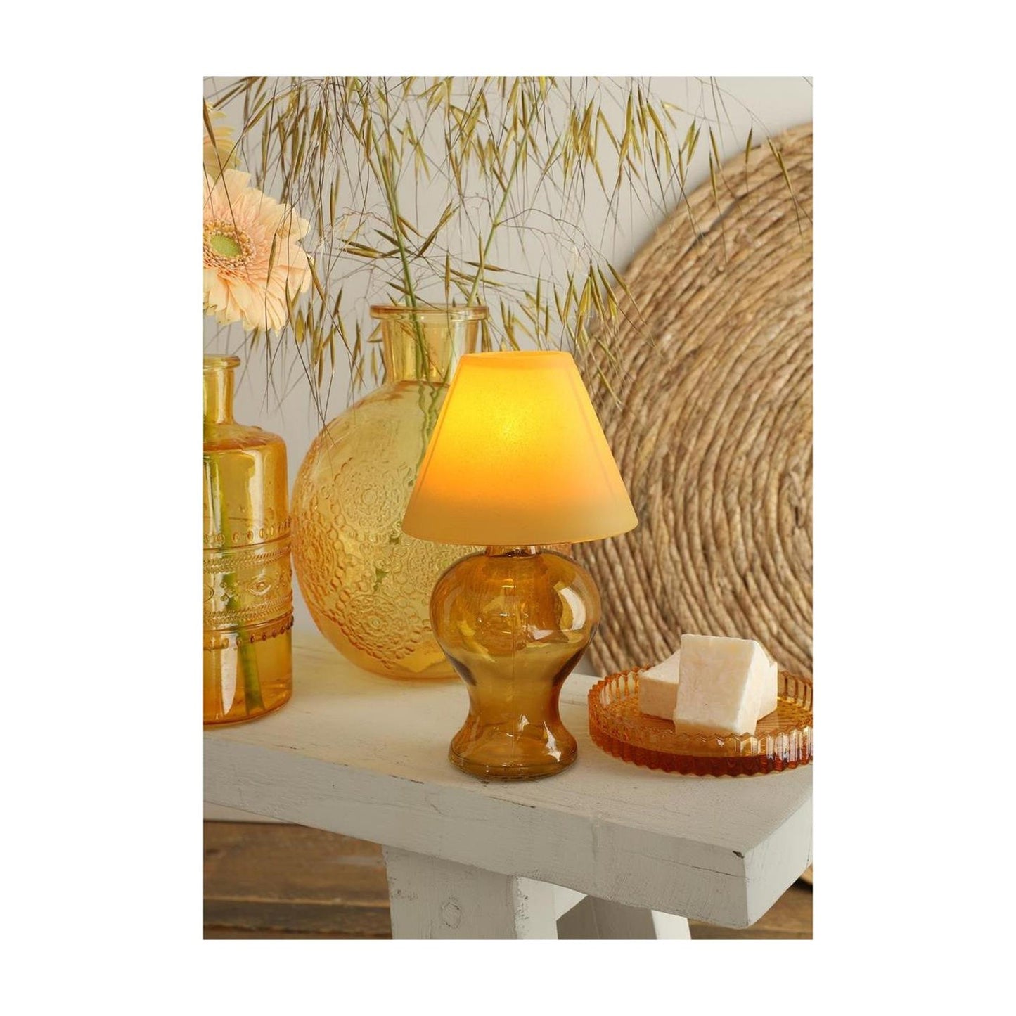Idées lampe verre 4 saisons photophore moutarde