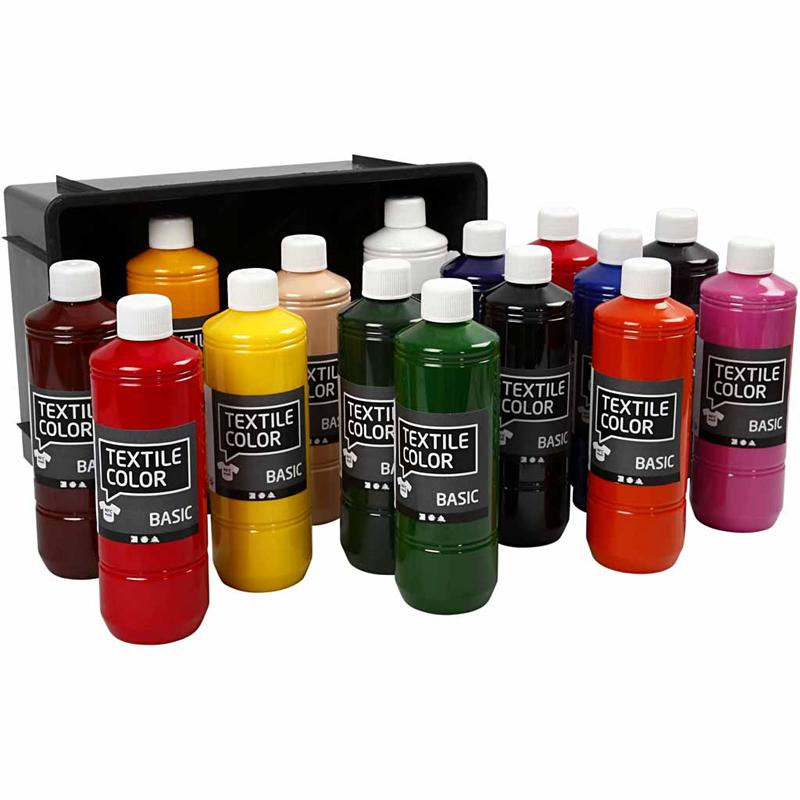 Couleur textile Creativ company, différentes couleurs, 15x500 ml 1 boîte
