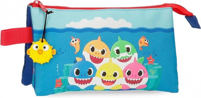 Trousse à crayons Jim Jam Baby Shark Pen Case 3 compartiments avec 2 fermetures éclair