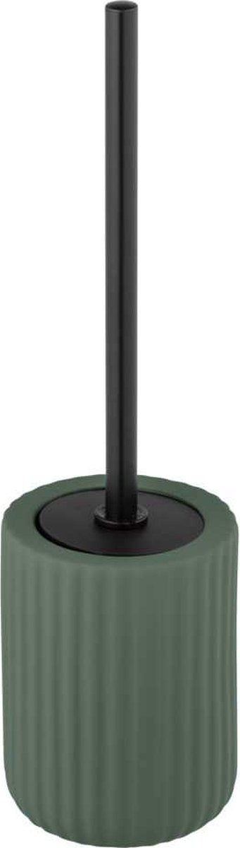 Wenko Porte-brosse de toilettes Belluno en céramique vert foncé mat - Brosse de toilettes avec support vert - Brosse de toilettes avec support autoportante - Surface douce au toucher