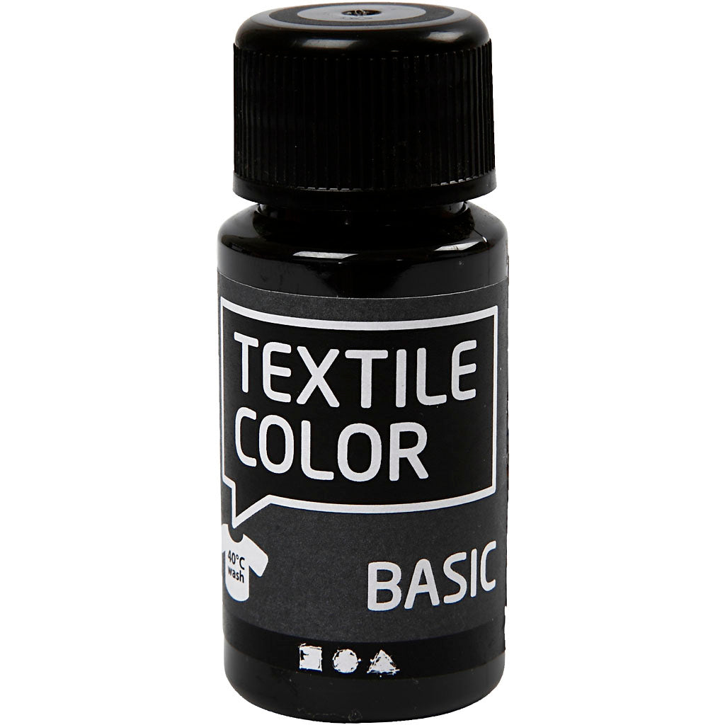 Creativ Company Textile Colour Peinture textile semi-opaque noire, 50ml