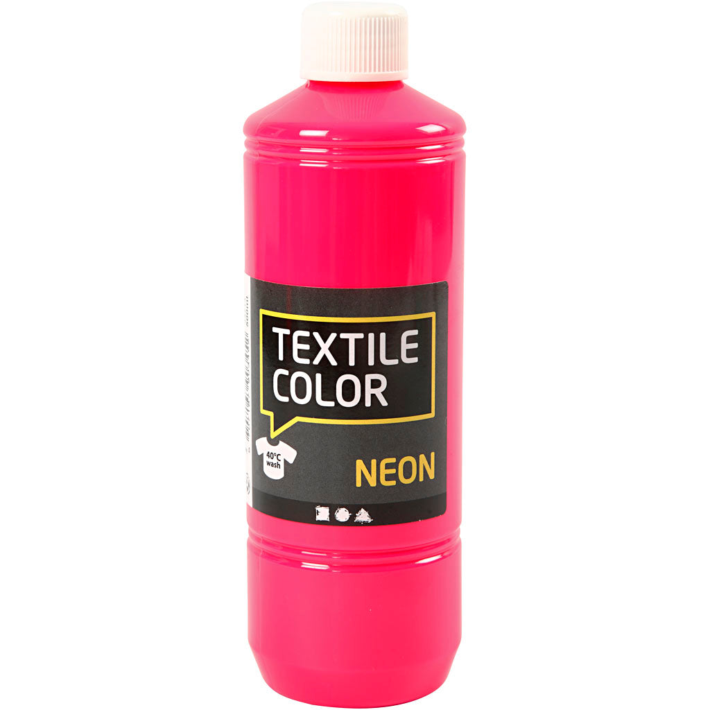 Creativ Company Textile Couleur semi-couverture de peinture textile néon rose, 500 ml