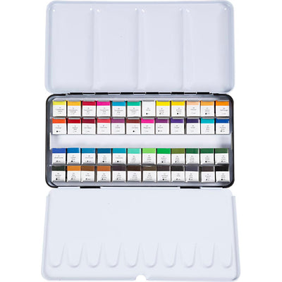 Peinture aquarelle art Creativ company, ½ godet, format 10x15x20 mm, couleurs standards, 48 couleurs 1 boîte