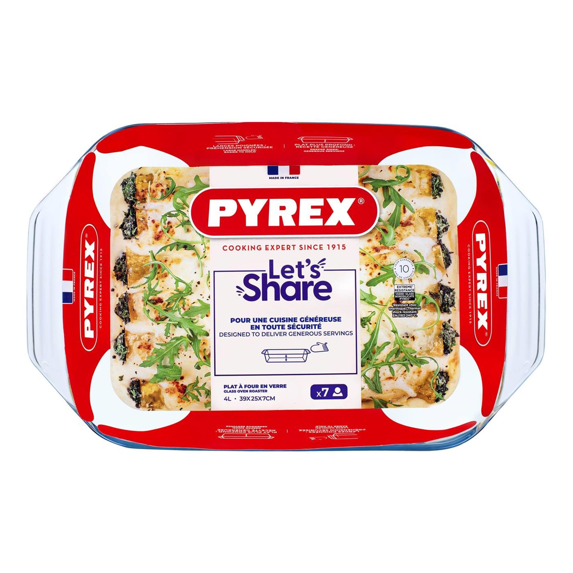 Plat à four en Pyrex 39x25cm verre 3,8l