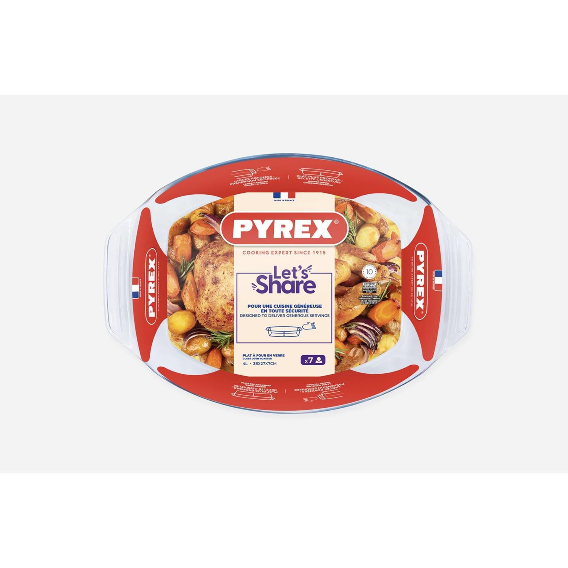 Plat à pâtisserie ovale en Pyrex 39x27 cm verre