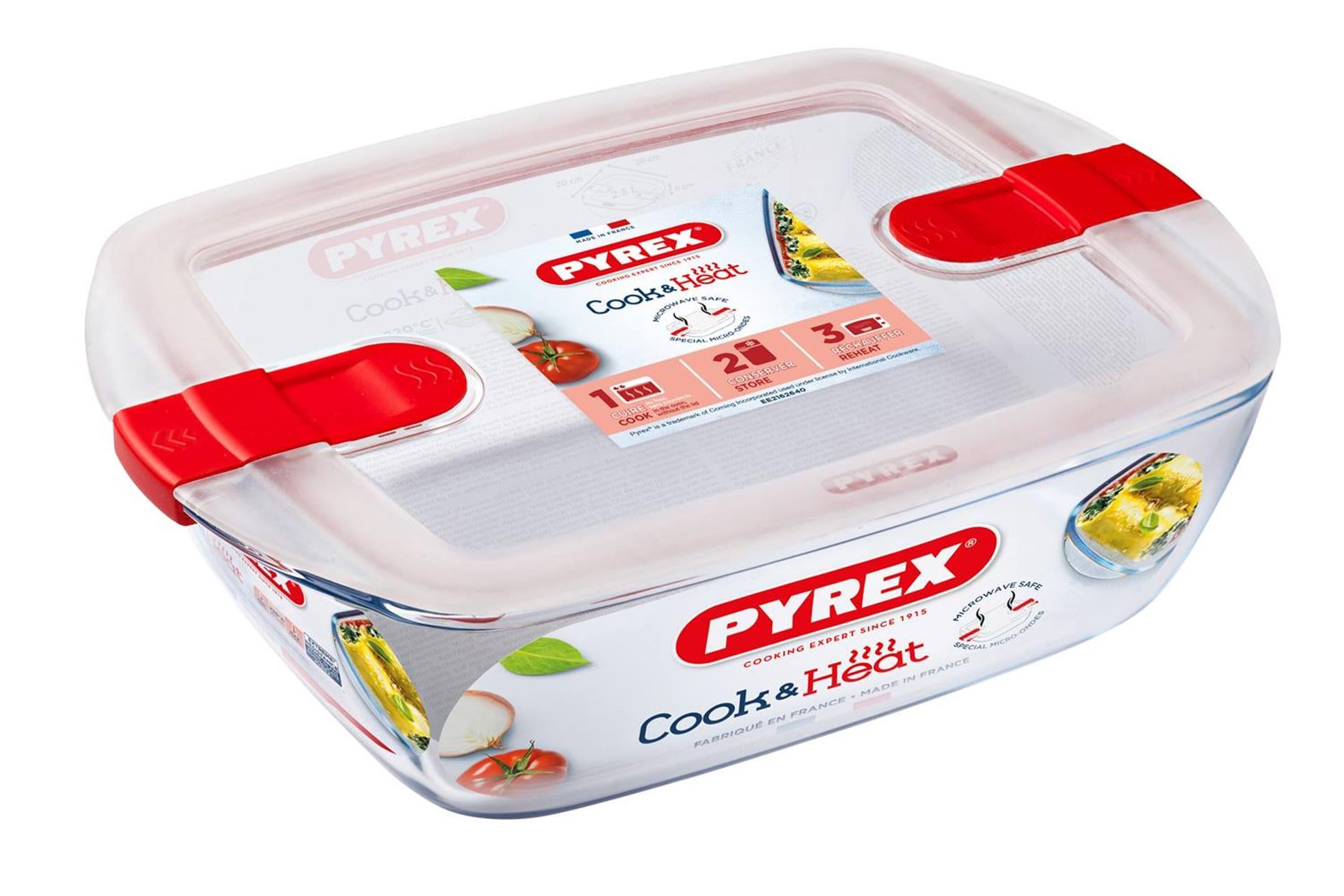 Bol en Pyrex avec couvercle 1,1l 23x15x6cm
