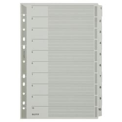 Onglets leitz gris 1 à 10 a4 carton 160g m²