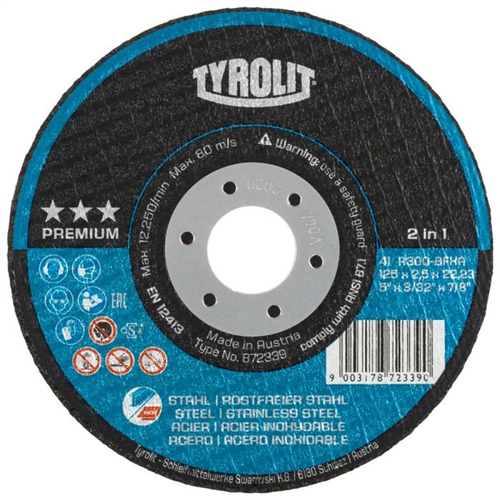 Tyrolit dss 125x1,0mm a60q-bfp acier inoxydable premium | 25 pièces