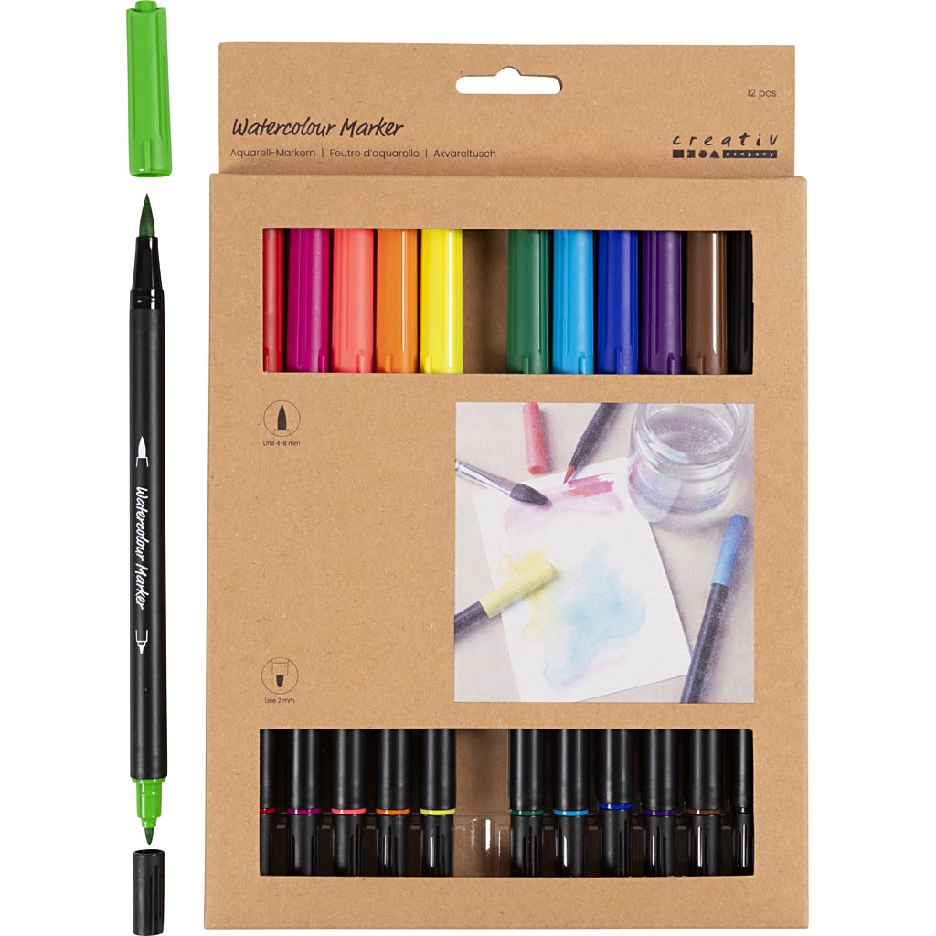 Marqueur aquarelle couleurs standard, 12pcs.