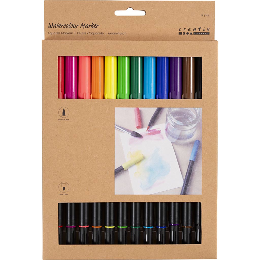 Marqueur aquarelle couleurs standard, 12pcs.