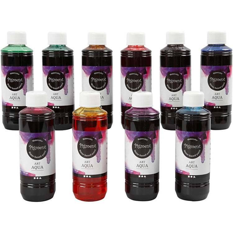 Peinture aquarelle liquide pigmentée, différentes couleurs, 10x250 ml 1 boîte