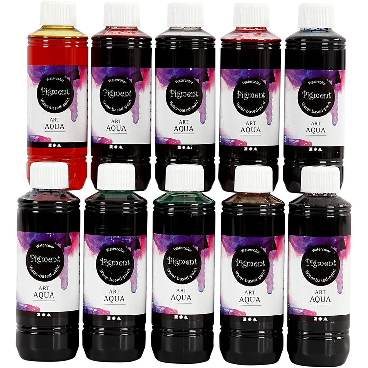 Peinture aquarelle liquide pigmentée, différentes couleurs, 10x250 ml 1 boîte