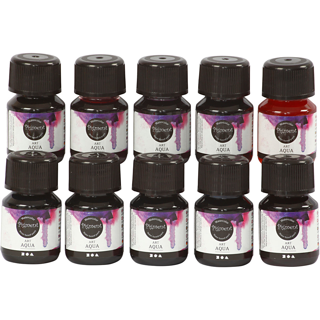 Peinture aquarelle liquide pigmentée, différentes couleurs, 10x30 ml 1 boîte
