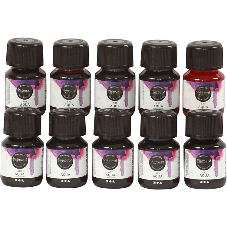 Peinture aquarelle liquide pigmentée, différentes couleurs, 10x30 ml 1 boîte