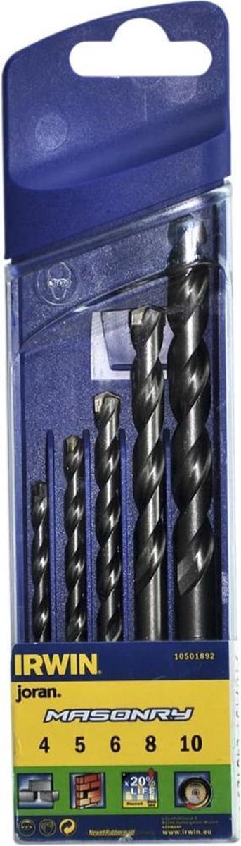 Jeu de forets à maçonnerie Irwin 4 5 6 8 10 mm - 10501892