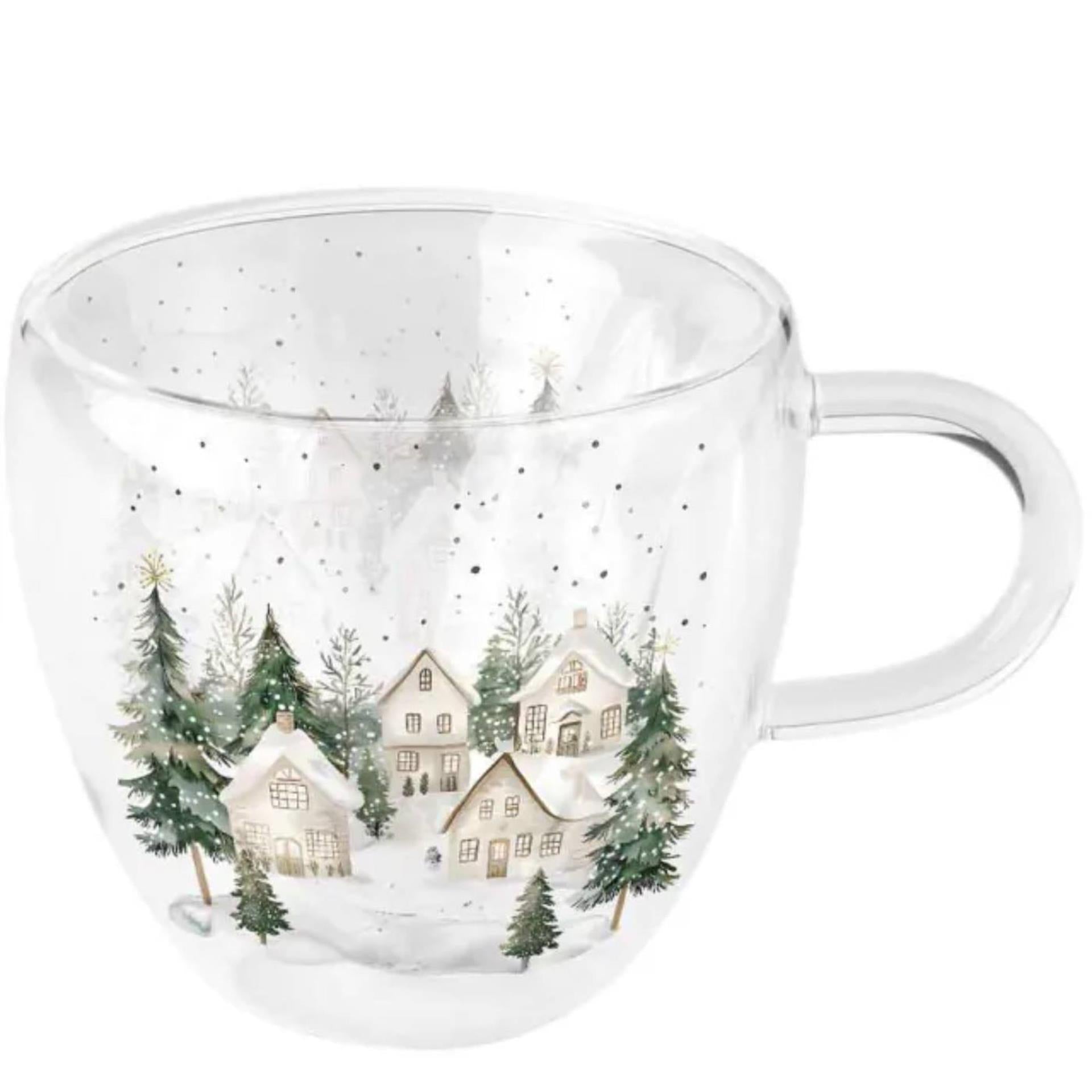 Ambiente verre à double paroi maisons enneigées 200ml dia10x9.5cm