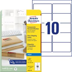 Etiquettes d'adresse jet d'encre Avery 250 pièces transparentes