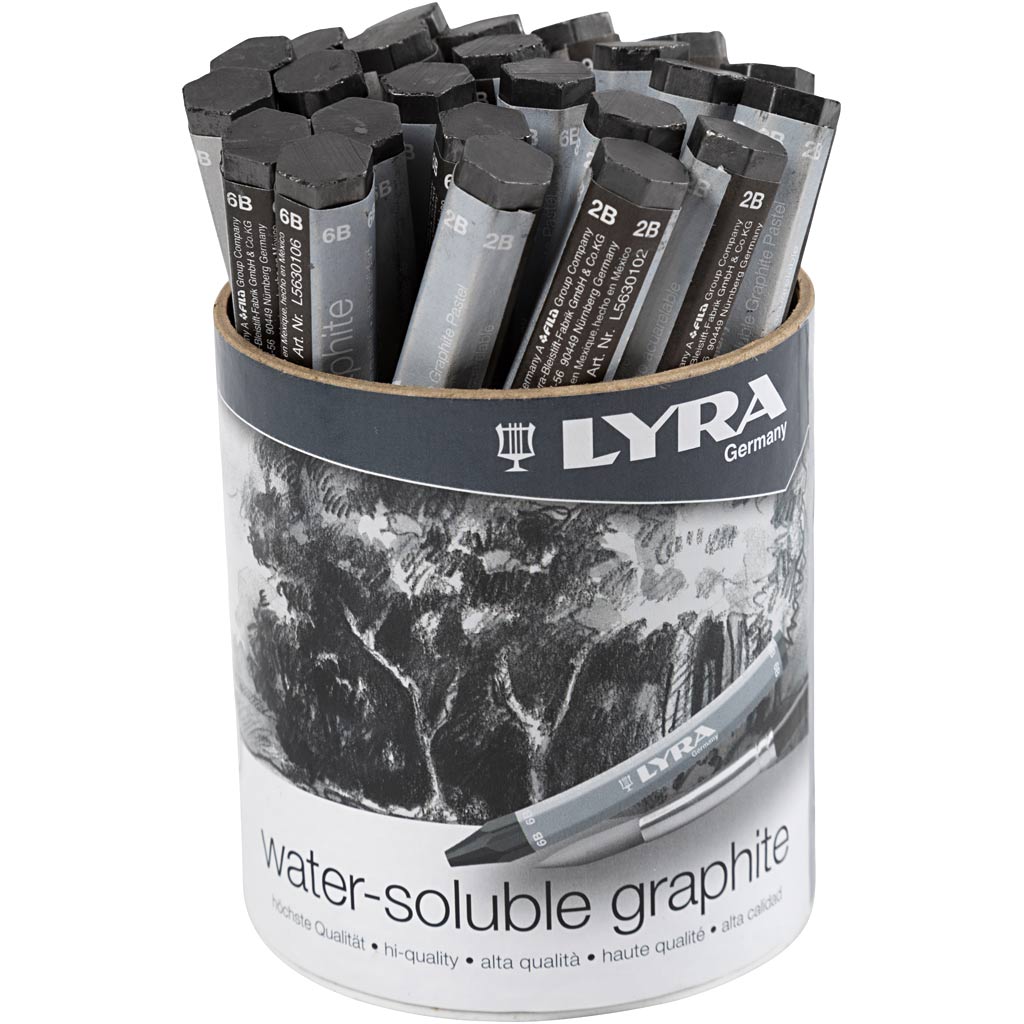 Crayon graphite soluble de l'eau Lyra, L: 6,5 cm, 24 pièces 1 boîte