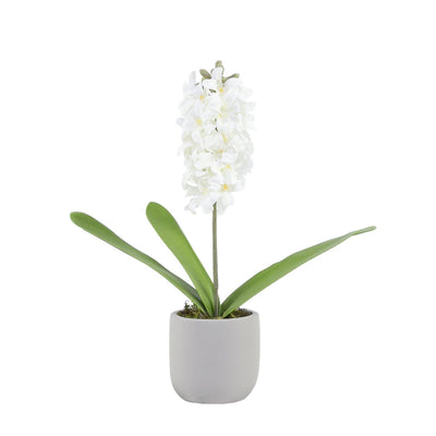 Ambiance manoir fleur artificielle jacinthe blanche en pot 15xh41cm