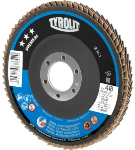 Disque à lamelles Tyrolit 125mm za40 pcs acier inoxydable plat | 10 pièces