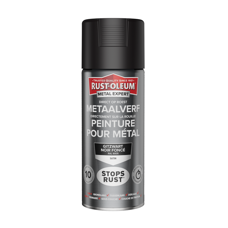 Rust-oleum 1071338 - peinture métal -zg -ral9005 -400mldirectement sur rouille | 1 pièce
