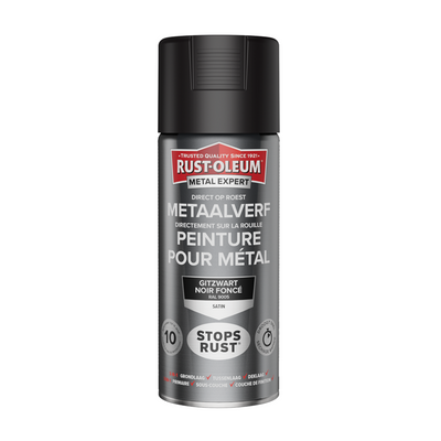 Rust-oleum 1071338 - peinture métal -zg -ral9005 -400mldirectement sur rouille | 1 pièce