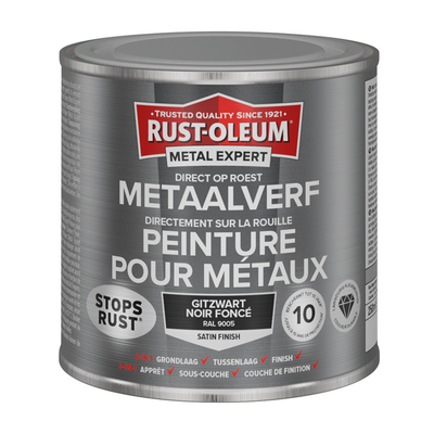 Rust-oleum 1071337 - peinture métal -zg -ral9005 -250mldirectement sur rouille | 1 pièce