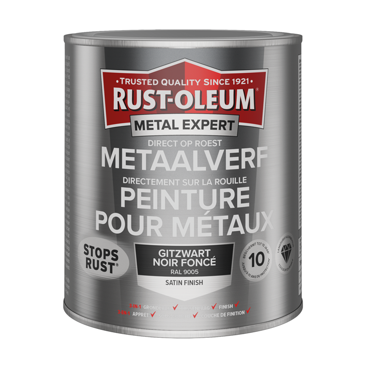 Rust-oleum 1071339 - peinture métal -zg -ral9005 -750mldirectement sur rouille | 1 pièce